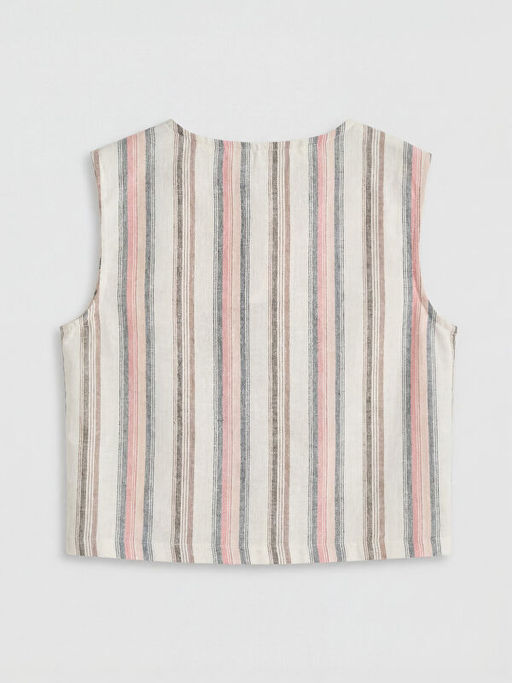 ?izgili Keten Kar???m? K?z ?ocuk G?mlek