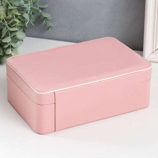 Шкатулка для украшений «С пряжкой», с зеркалом, искусственная кожа, розовая, 24×18.5×9 см