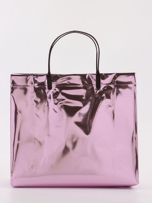 Пакет подарочный ПВХ, голография, розовый, пластиковая ручка, 26×22.5×10 см