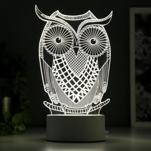 Светильник «Большой филин» LED белый от сети 9.5×13×22 см RISALUX