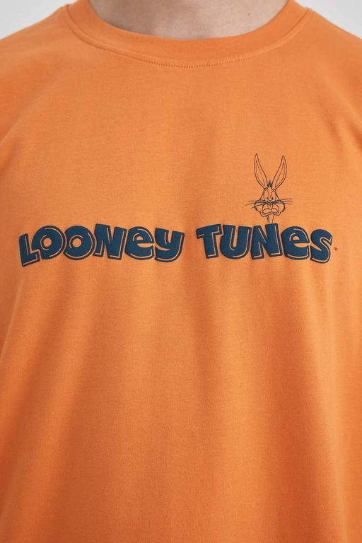 Футболка оверсайз с круглым вырезом и короткими рукавами Looney Tunes - Defacto фото 5