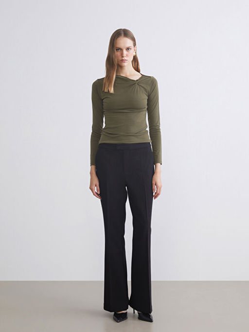 Asimetrik Yaka B?zg?l? Bluz