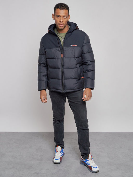 Куртка мужская зимняя с капюшоном спортивная великан темно-синего цвета 8377TS - Wonderrman фото 9