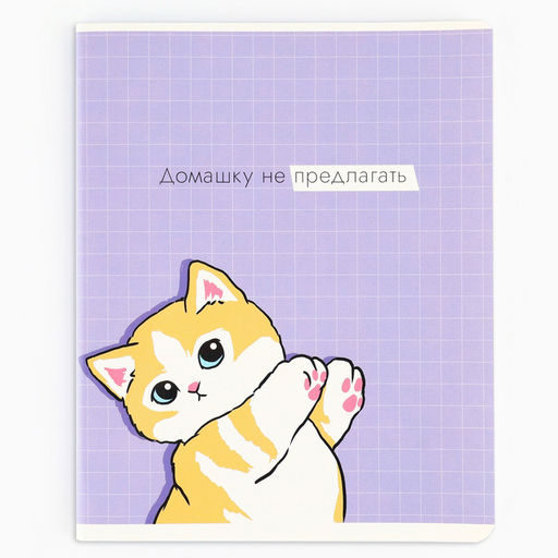 Цена за 3 шт. Тетрадь в клетку, 48 л., А5, на скрепке, блок №1 «Котик с лапками» МИКС