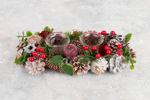 Новогоднее украшение подсвечник 32*14*8 см Снежная фантазия на 2 свечи прямоугольный - Elan gallery фото 7