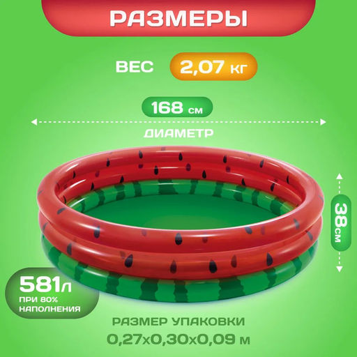 Бассейн надувной Арбуз 168х38см, от 2-х лет INTEX  фото 5