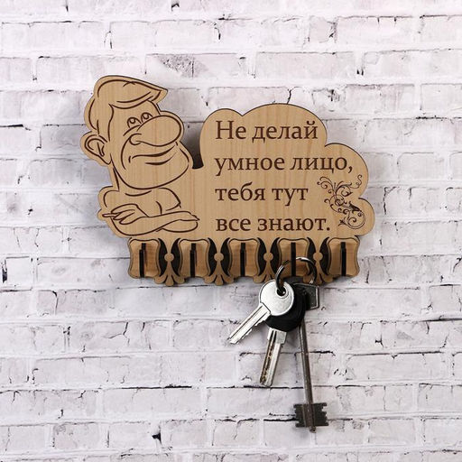 Цена за 2 шт. Ключница настенная «Не делай умное лицо...», крючки декоративные, 13.5×18 см