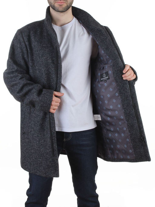 475644251 DK. GRAY Пальто Френч демисезонное мужское (65% шерсть,35% кашемир)