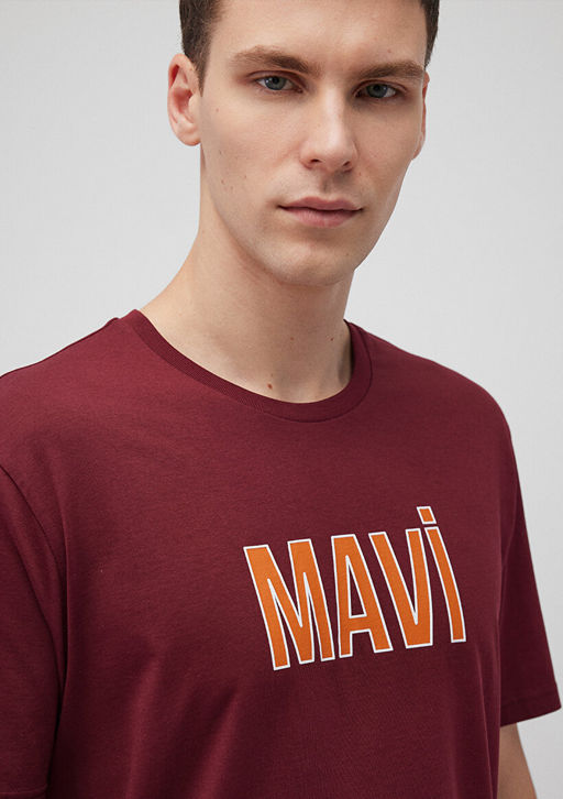 Mavi Logo Bask?l? Bordo Tisort  фото 5