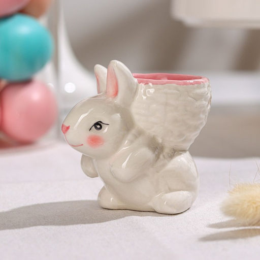 Подставка для яйца Доляна Зайка, 85,57,5 см, цвет розовый  фото 2