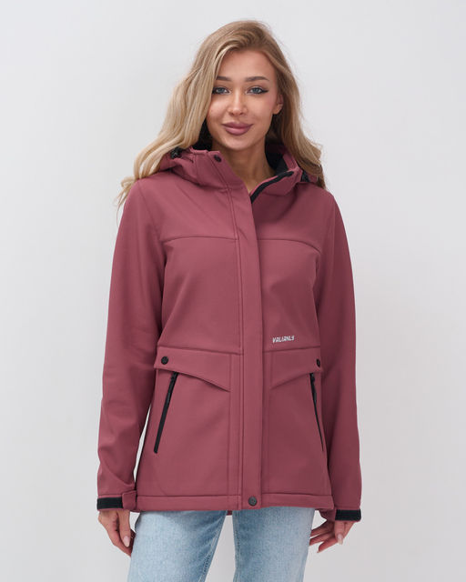 Ветровка спортивная женская с капюшоном softshell малинового цвета 9566M - Mtforce фото 28