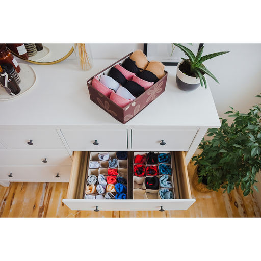 Набор органайзеров для хранения белья Листочки, 3 шт, 322412 см, цвет коричневый - Simaland фото 2