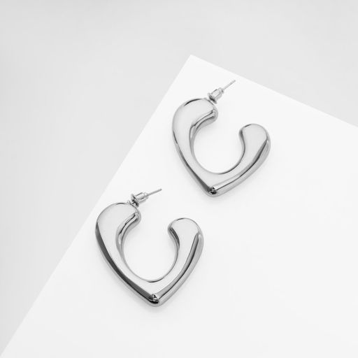 Серьги пластик Сердце биение, цвет серебро - Qf фото 3