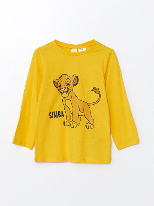 Bisiklet Yaka Uzun Kollu Aslan Kral Bask?l? Erkek Bebek Pijama Tak?m? - Waikiki фото 2