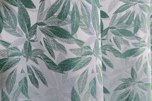 Арт. 4964/3/170 ТЕНЕРИФЕ, цвет - белый фон/зеленый рисунок,, ГОТОВЫЕ ШТОРЫ, ширина от 150 см x высота 270 см (на шторной ленте)