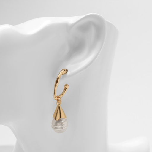 Серьги с жемчугом Абстракция фортуна, цвет золото