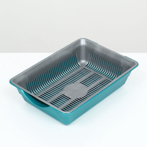 Туалет глубокий с сеткой 36×25×9 см, серый/бирюзовый