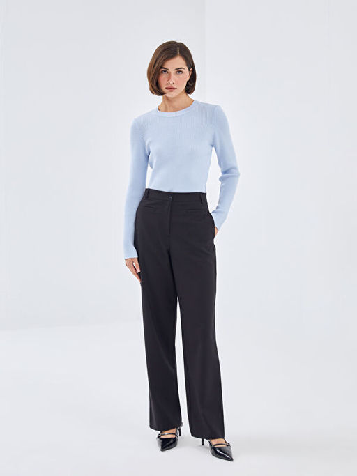 Bisiklet Yaka Dokulu Kad?n Triko Kazak