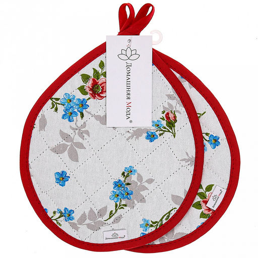 "Розовый ноктюрн" Кухонный комплект: прихватка 20х25см "Капелька" - 2шт, хлопок "Премиум" 191г/м2 - хлопок 100%, наполнитель - ватин 280гр/м2, "Домашняя мода" (Россия)