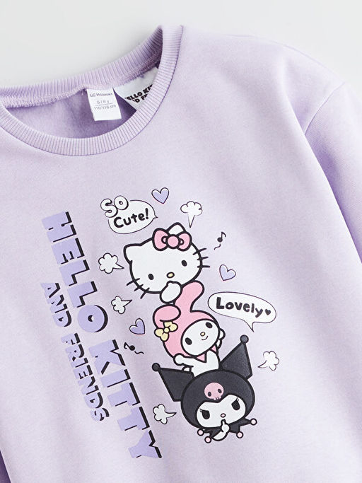 Hello Kitty Bask?l? K?z ?ocuk Sweatshirt ve Tayt Pantolon 2li