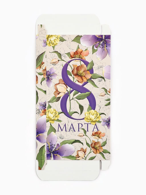 Цена за 5 шт. Коробка для шоколада, кондитерская упаковка С 8 Марта, с окном, 17.3?8.8?1.5 см