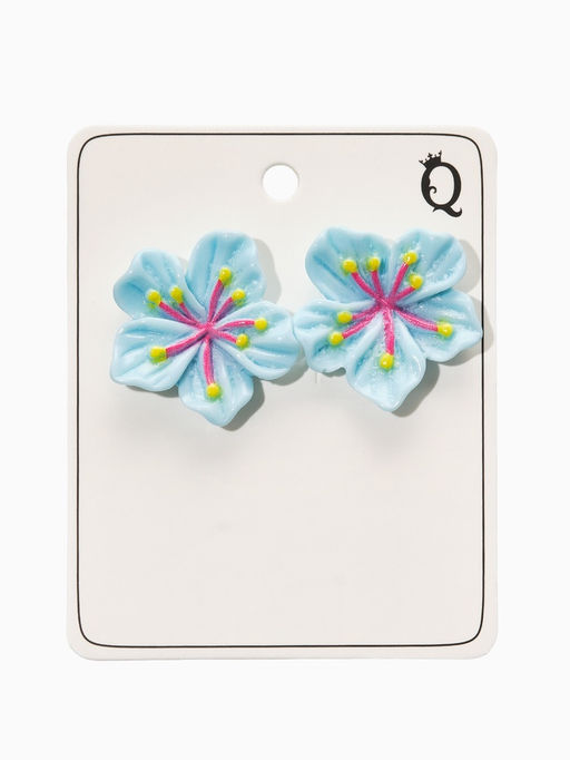 Цена за 2 шт. Серьги пластик "Лилии", цвет голубой