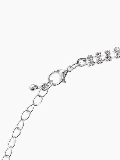 Набор 2 пред-а: серьги, колье со стразами "Лёд" дорожки, d=13,5см, цвет белый в серебре