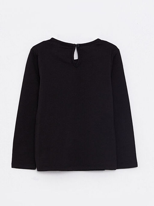 Bisiklet Yaka Uzun Kol Bask?l? Pamuklu K?z Bebek Ti??rt - Waikiki фото 2