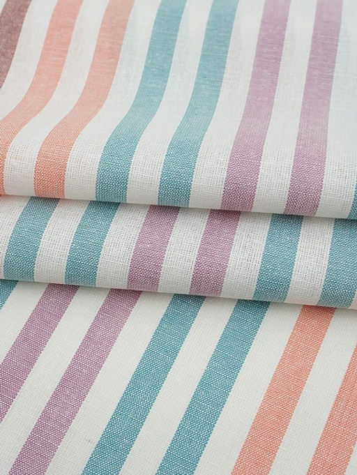 Холст полотенечный Бордовые/лососевые/мятные полосы, ш.0.5м, лен-30%, хл-70%, 140гр/м.кв - Купава фото 7