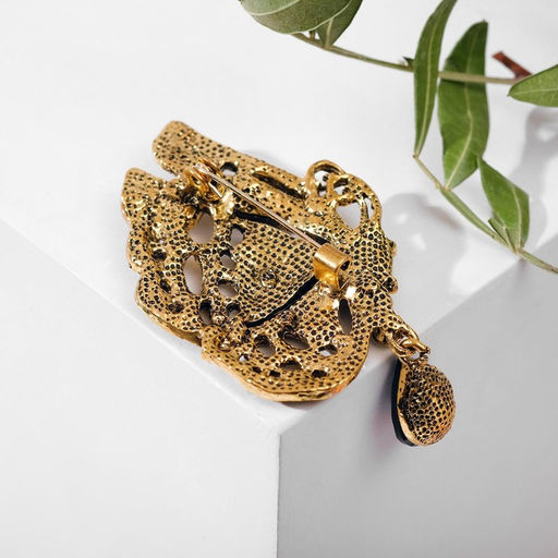 Брошь «Бабочка» винтаж, коричневая в чернёном золоте