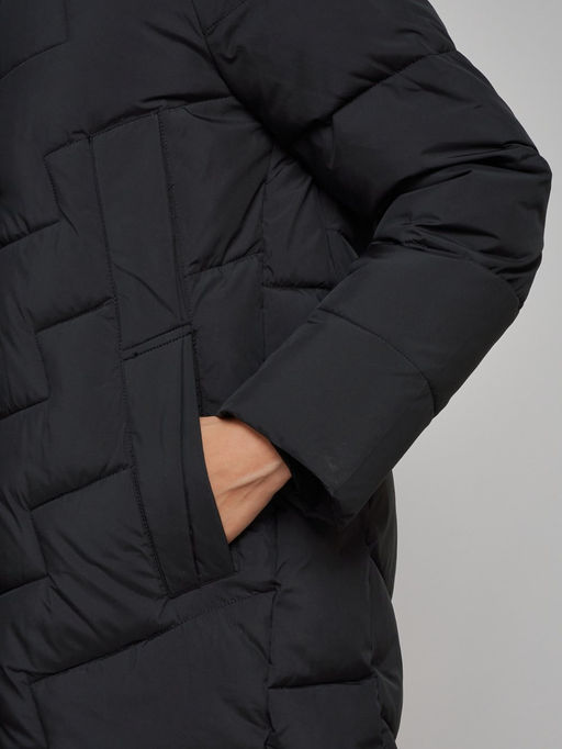 Пальто утепленное молодежное зимнее женское черного цвета 52355Ch - Holdluck фото 11