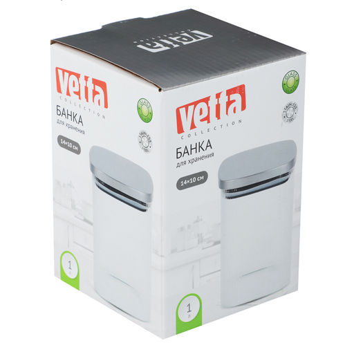 Банка для хранения 1000мл, 14*10см, с мет.крышкой,стекло VETTA Рельеф арт. 828-325 - Полимербыт фото 4