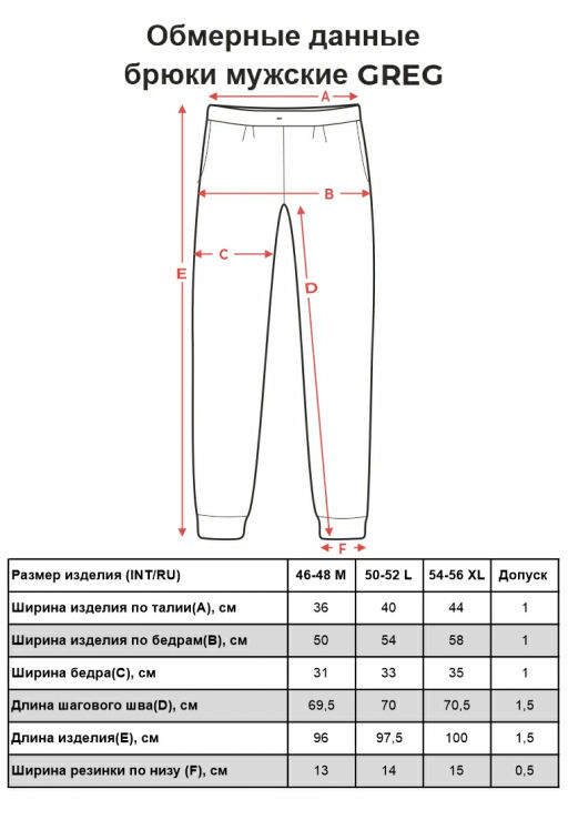 Брюки мужские трикотажные GREG G-TRK-001K-гол.джин.м