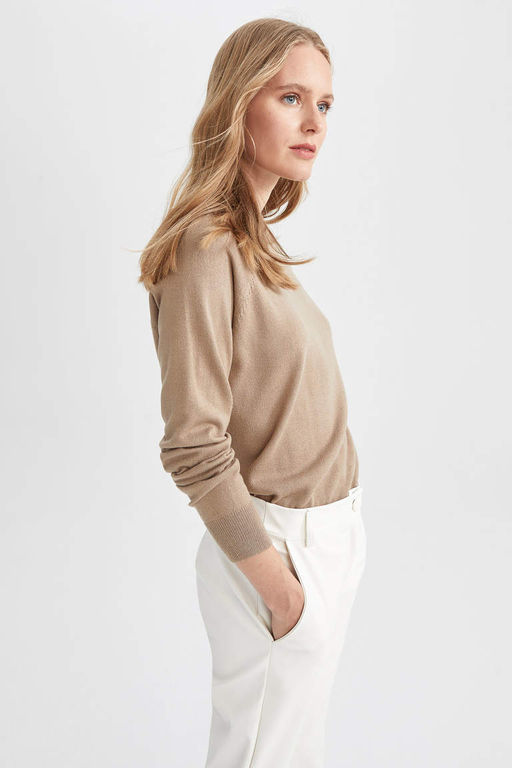 Свитер Relax Fit с круглым вырезом - Defacto фото 4