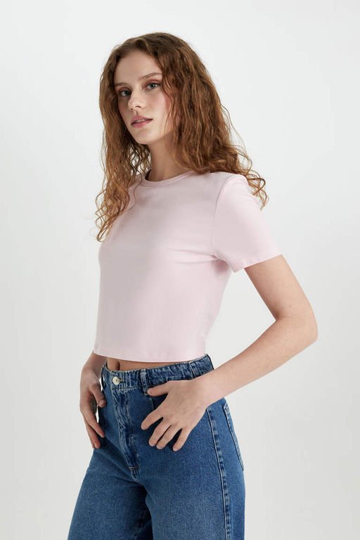 Облегающая футболка с круглым вырезом и короткими рукавами - Defacto фото 4