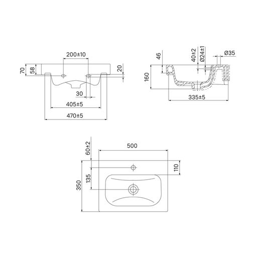 Умывальник мебельный 50 см, 350, IDDIS, 3505000i28  фото 4