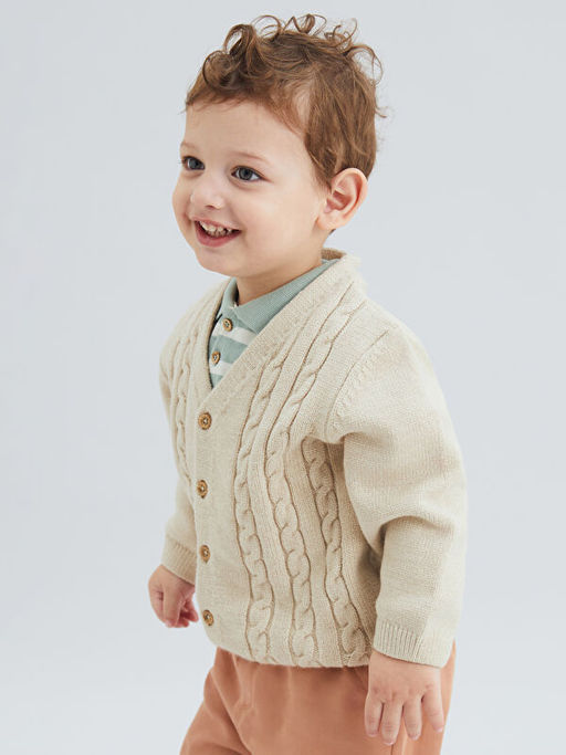 V Yaka Triko Erkek Bebek H?rka