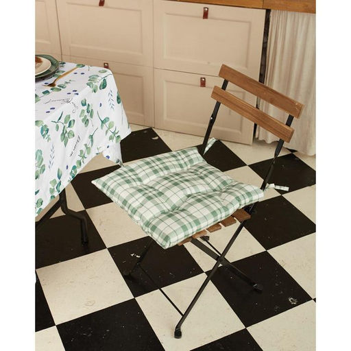 Сидушка на стул ЭтельEucalyptus (клетка) 42х42см, 100% хлопок, саржа 190 г/м2  фото 6