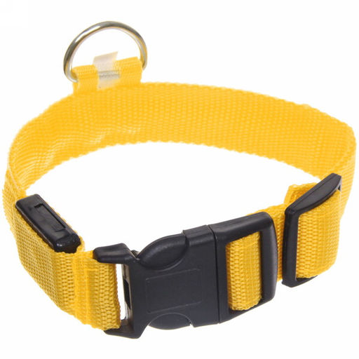 Ошейник с подсветкой и кольцом для жетона для средних пород собак "Бро видно", цвет жёлтый, размер M - 2,5*50см (лейбл)