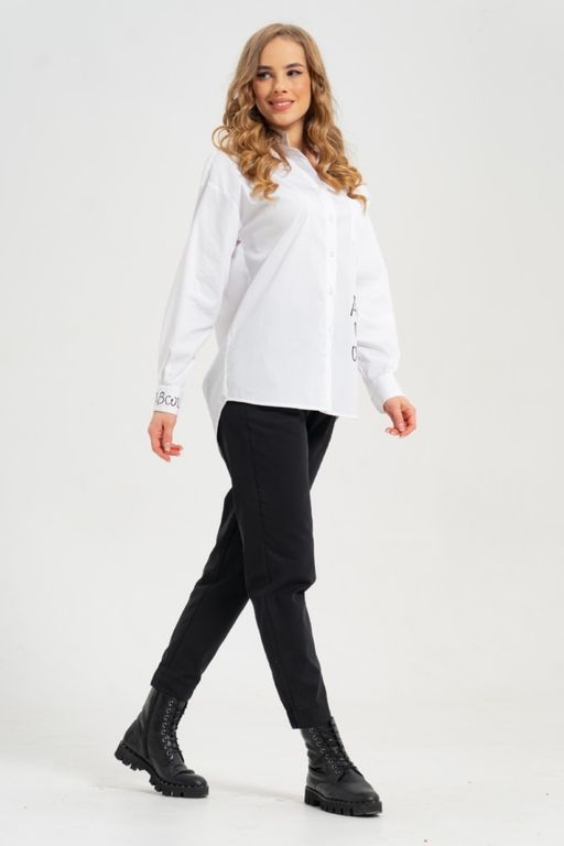 рубашка из тонкого хлопка в стиле OVERSIZE    с кокеткой на спине - А+б коллекция фото 10