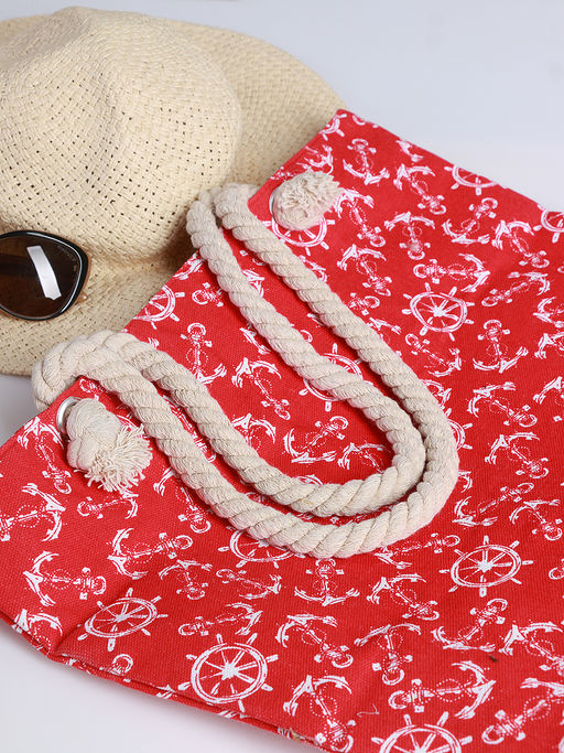 Сумка пляжная красная с якорями - Almond фото 3