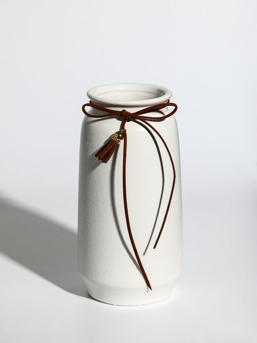 Ваза для цветов «Шерон», классика шнур, 20×9.5×8 см, керамика, белая