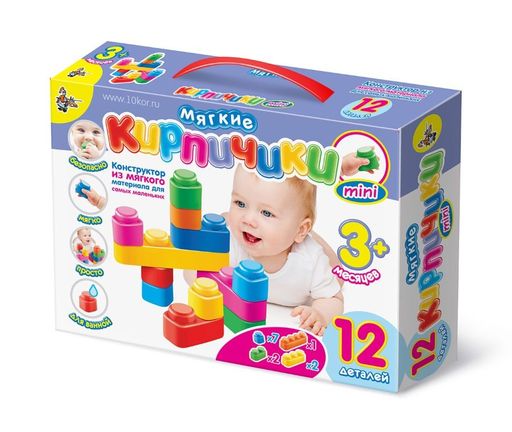 Конструктор "Мягкие кирпичики (мини)" 12 эл. (02671) "Десятое королевство"