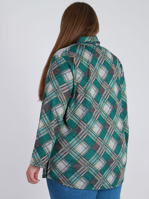 Рубашка в клетку женская больших размеров - Almond фото 5