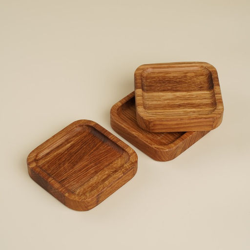 Набор тарелок - подставок SL Home, 10×10×2 см, 3 шт, дуб