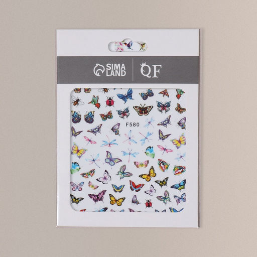 Наклейки для ногтей Нежные бабочки, разноцветные - Qf фото 3