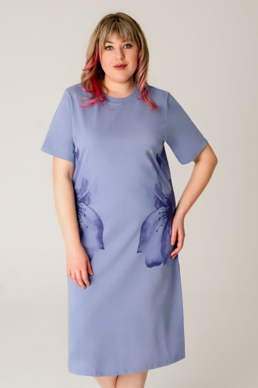 Арт. 4158 Домашняя туника женская 52-60 (5 шт) Цвет:сиреневый - Калинка фото 5
