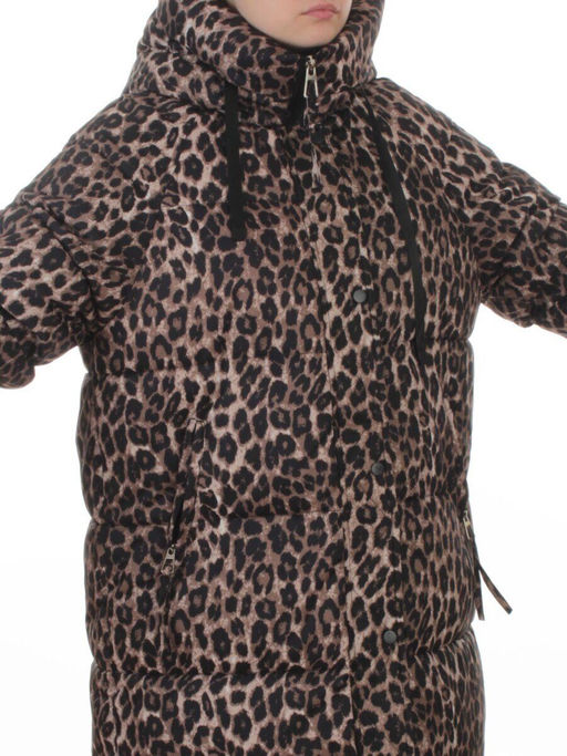 24-801 BROWN/LEOPARD Пальто зимнее женское (200 гр. холлофайбер) - Fashion фото 2