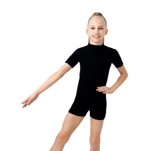 Купальник гимнастический Grace Dance, с шортами, с коротким рукавом, р. 30, цвет чёрный  фото 3