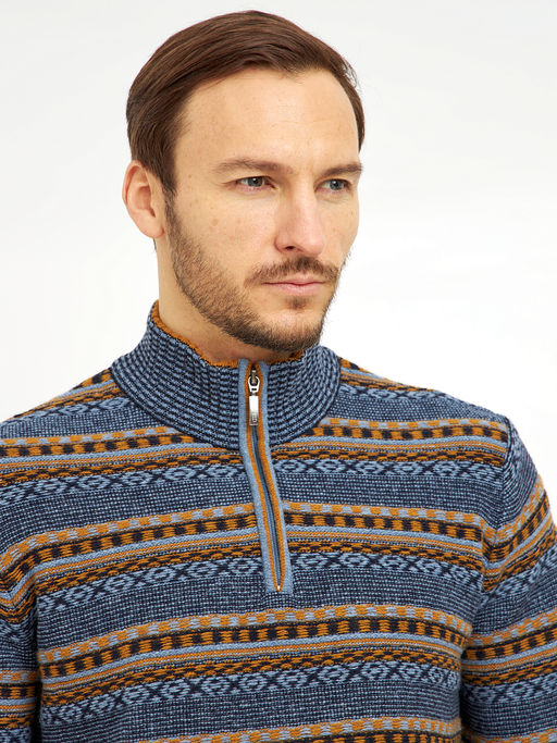 водолазка мужская с молнией на воротнике и с узорами - Glenfield фото 4